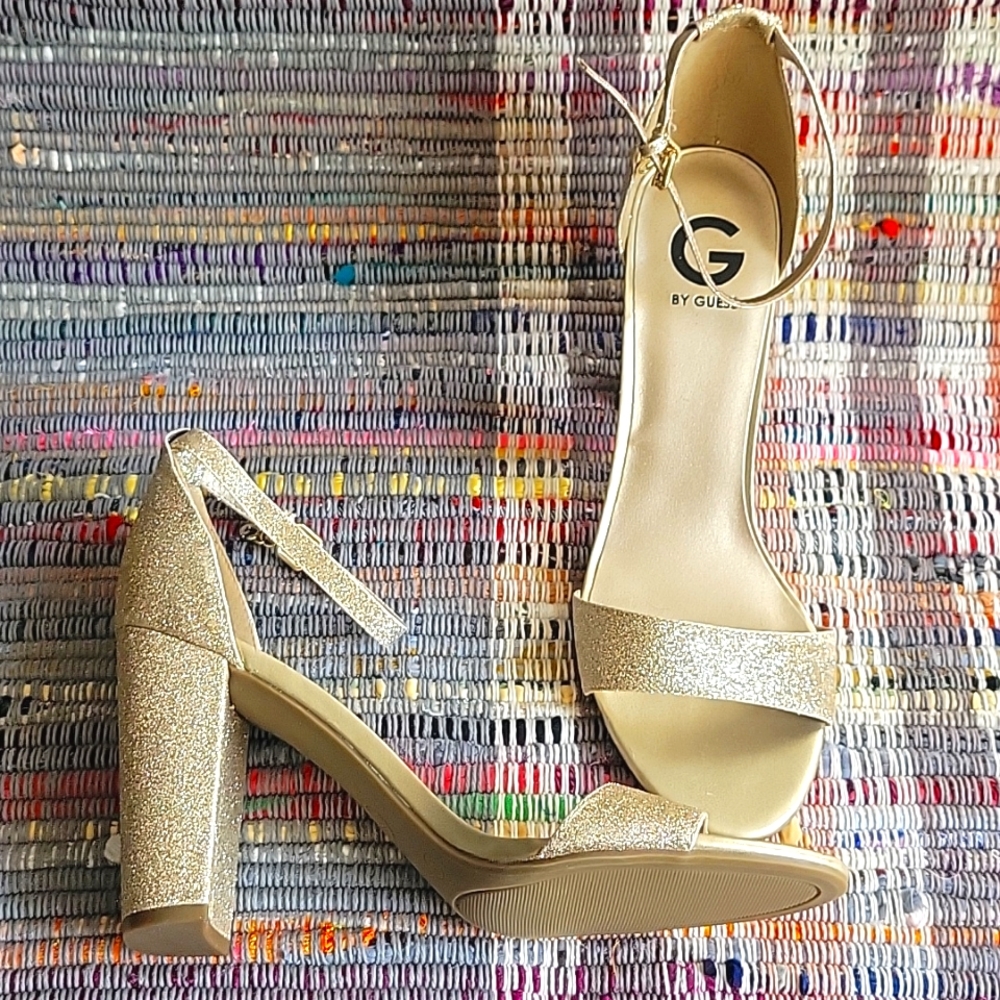Gold chucky heels size 10 By Guess